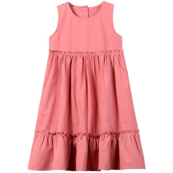Buy cheap Girls Everyday Casual Dresses Pleated Linen Cotton Kids Summer Children'S Clothing from wholesalers