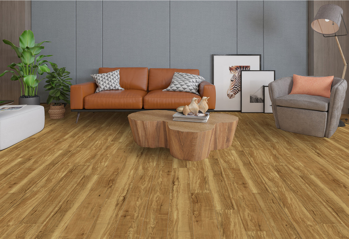 Waterproof Click Vinyl SPC Flooring Plank DIY Rustic Maple Grain With Burl Stone