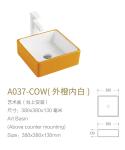 Square Porcelain Sink Small Decal Bathroom Wash White Hand Basin