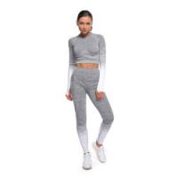 Buy cheap Round Neckline 85% Nylon Seamless Yoga Sets Gradient Blue Tie Dye Workout Set product