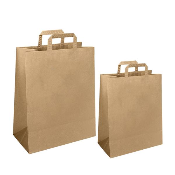 Buy cheap Custom Logo Kraft Paper Bag Recycled Brown Paper Bags Take Away Food Paper Bag Packaging With Flat Handles from wholesalers