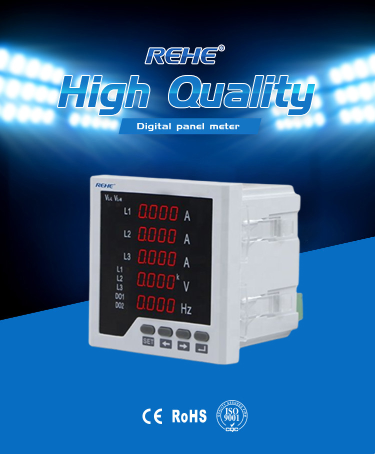 Three phase 5 rows display digital amp&volt &hertz meter AC combination multimeters