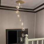 Luxury Crystal Chandelier For Staircase Gold Black Home drop light circle led