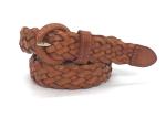 Fashion Ladies Braided Belts With Round Leather Covered Buckle