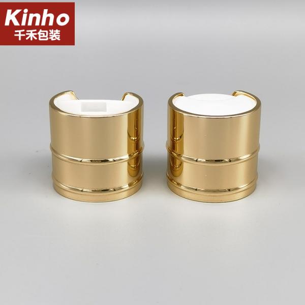 Buy cheap Luxury Cosmetic Gold Aluminum Press Disc Top Cap 28/410 Metal Shell For Shampoo Bottle from wholesalers