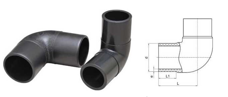 DN63-DN450 SDR11 SDR17 SDR17.6 PE Butt Fusion 90 Degree Elbow