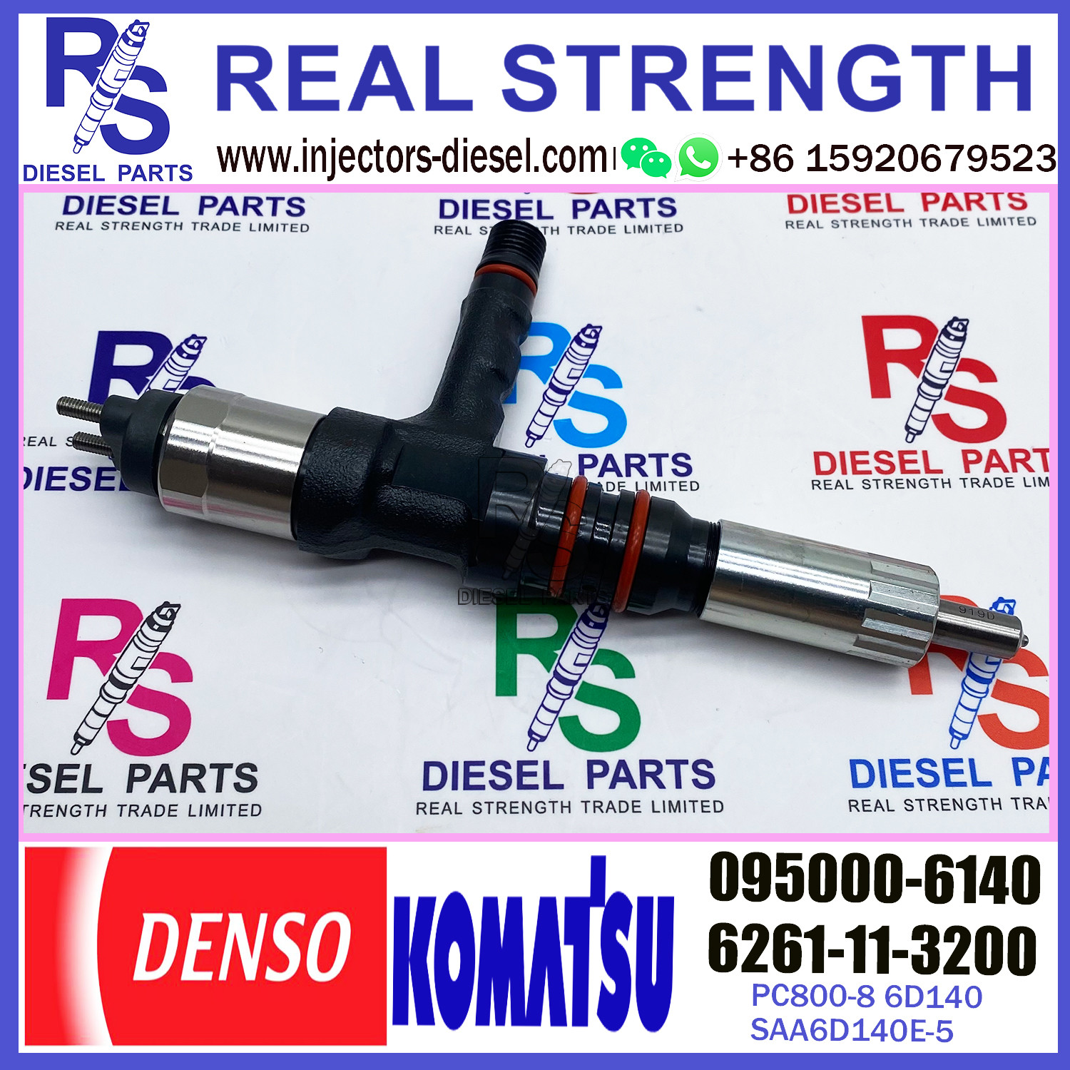 095000-6140 Denso Diesel Fuel Injectors 6261-11-3200 6261-11-3201 For Komatsu