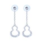 Lucky Stone 18K Gold Diamond Dangle Earrings 1.0g Gourd Shaped Engagement Gift