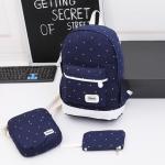 Korean style 3pcs in 1 canvas fashion backpack set for student bag outdoor