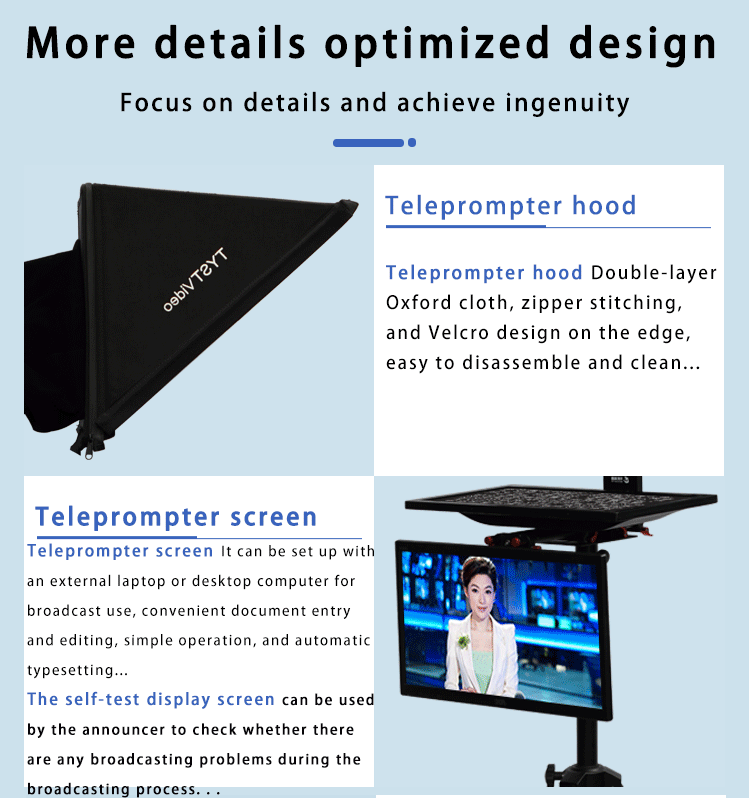TS2200 22 Inch Dual Screen Speech and Broadcasting Studio Teleprompter for Laptop