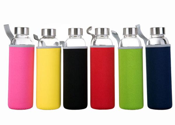 Buy cheap 16 Oz Fancy Unbreakable Glass Water Bottle With Stainless Steel Cap from wholesalers