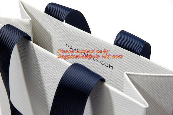 High-End Luxury Unprinted Cardboard Shopping Black Paper Carrier Bag with Rope Handle,Glossy cardboard luxury paper garm