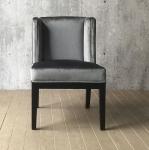 Dark Oak wood finish Linen fabric upholstery arm chair/wooden dining chair/desk
