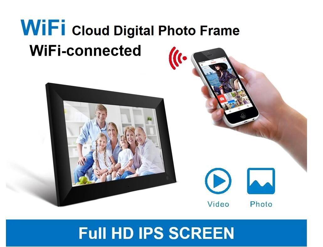 10.1 Inch 16GB WiFi Digital Picture Frame 1280x800 Digital Photo Frame Auto Rotate Add Photos/Videos via APP