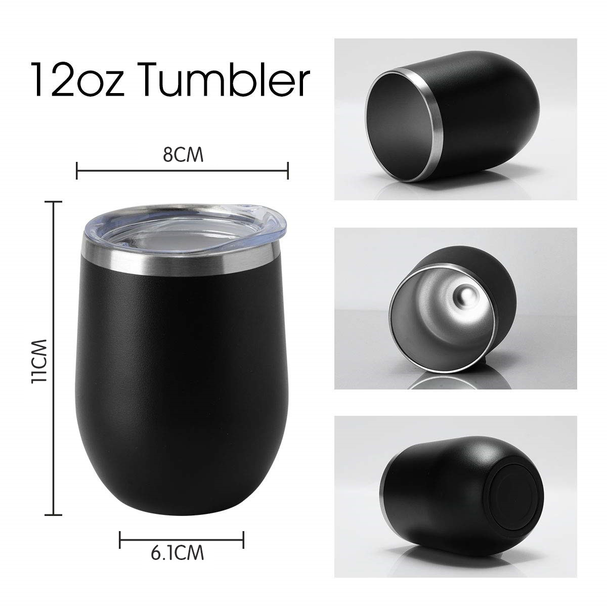 12 OZ Stainless Steel Wine Tumbler With Lid Wine Glass Tumbler Double Wall Vacuum Insulated Travel Tumbler Cup For Coffee Wine Cocktails