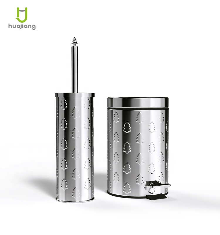 Modern Stainless Steel Toilet Brush and Holder Dia.9.5*38cm Mirror Finish Bathroom Toilet Bowl Brush Holder for Christmas
