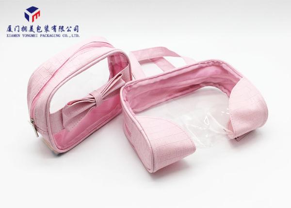 Buy cheap Fashion Pink Color Lady Hand Clear Cosmetic Bag 13cm Height Soft PVC Window from wholesalers
