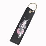Fish And Flower Double Sided Embroidery Keychain Metal Ring Keychain Fashion