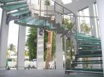 Laminated Tread Glass Building Curved Stairs Steel Wood For Shopping Mall