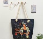 Women Cute Girl Mother Gift Canvas Tote Bag Shopping Black African Style Casual