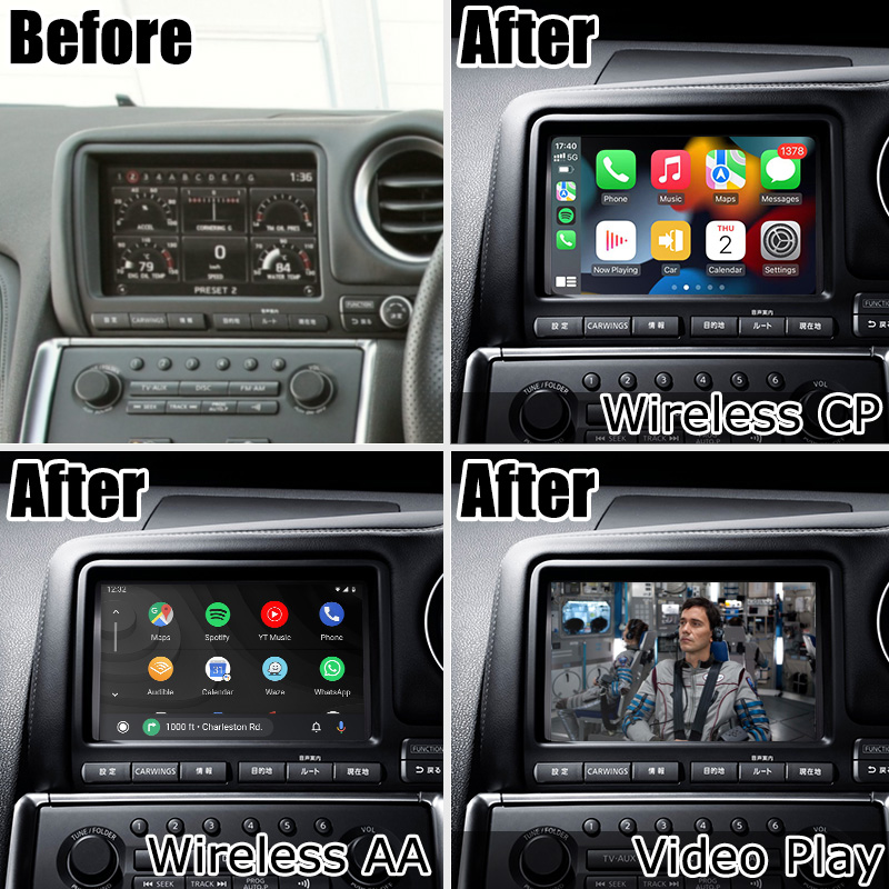 Wireless Android Auto Carplay Interface For Nissan GT-R GTR R35 CBA 08-10 Japan Spec
