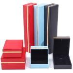 Custom PU Leather LED Jewelry Box Gold Trim Jewelry Holder Case For Earrings