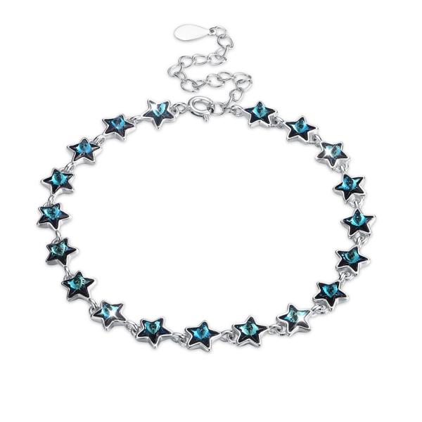 21.7cm 0.22oz Sterling Silver Slider Bracelets Fiance Silver Crystal Bracelet