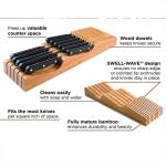 Sustainable 15 Slot Bamboo Knife Holder for In-drawer Kitchen Accessories 43X13