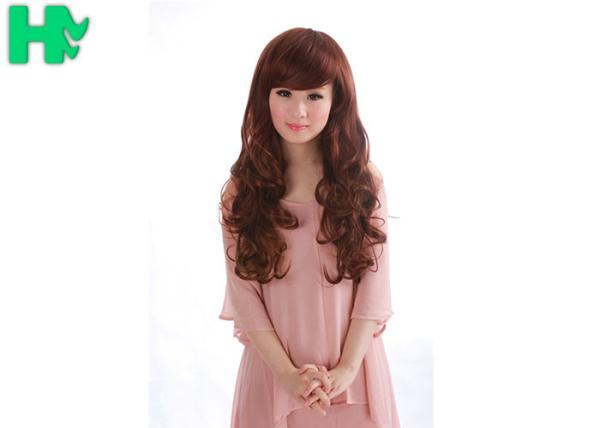 Buy cheap Red Body Wave Left Side Part None Lace Long Synthetic Wigs / Heat Resistant Fiber Hair from wholesalers