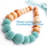 Ivory Nursing Necklace Crochet Bead Breastfeed Necklace Beige Wood Breastfeeding