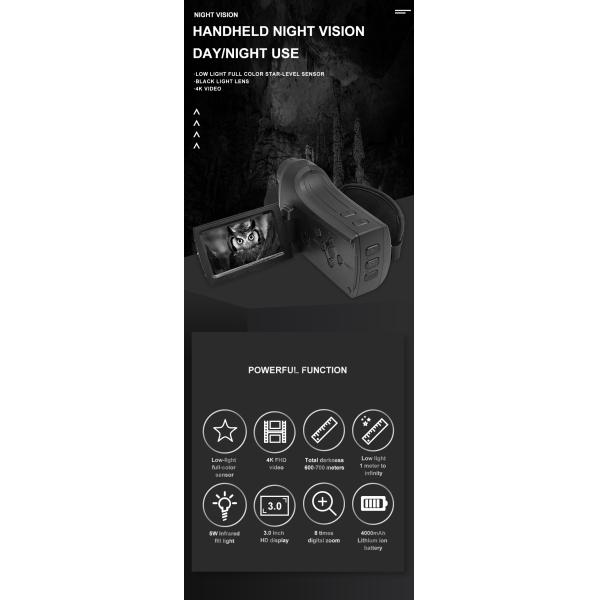 Long Range Scope + Night Vision +Recording Functions Max 700 Meter And 512GB Memory Infrared Handheld 4K DV Camera