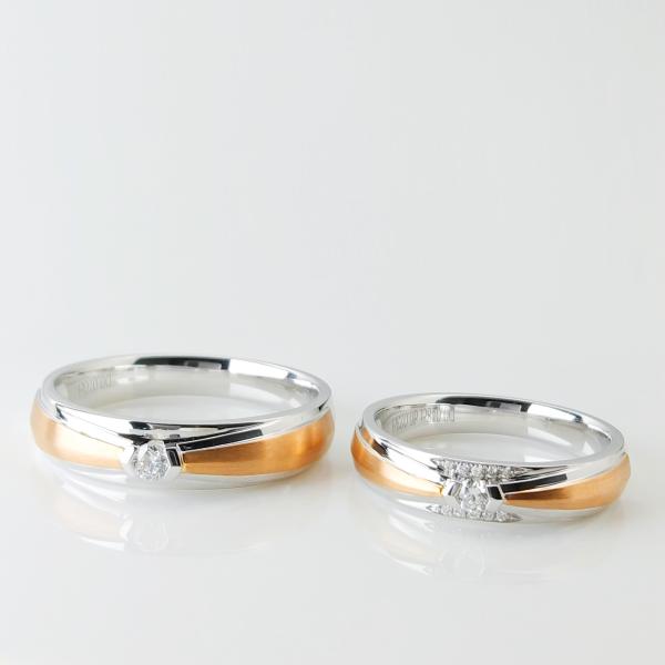 Buy cheap 18k Two Color Chain Design OEM ODM Couple Diamond Rings from wholesalers