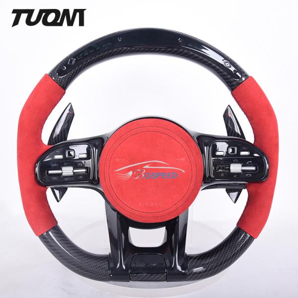 Buy cheap Red Suede Leather Mercedes Benz Steering Wheel Carbon Fiber LED Smart from wholesalers