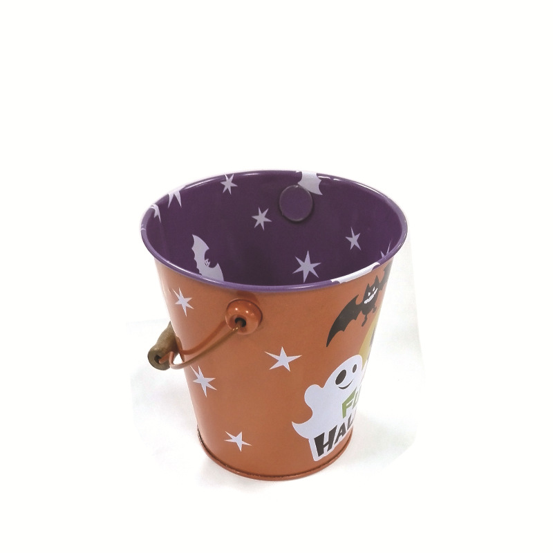 EVA Halloween Printed Tin Boxes Bucket Recyclable With Handle