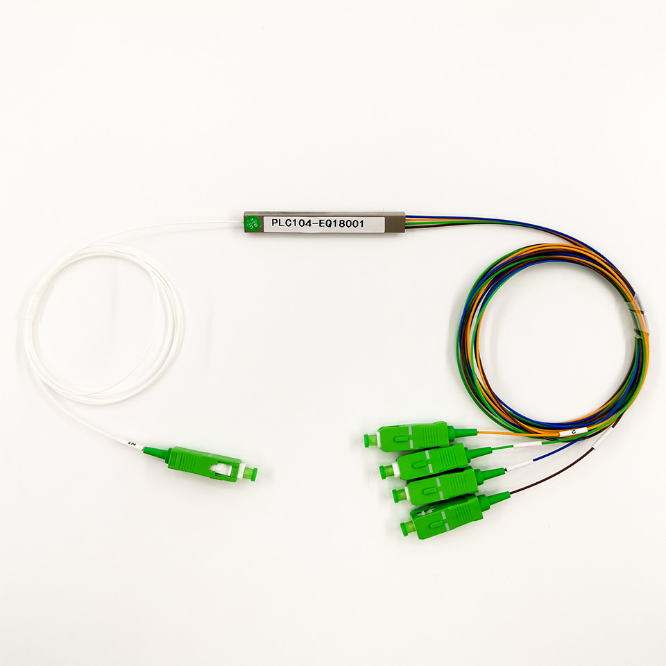 Mini Steel tube 1x4 PLC Fiber Optic Splitter G657A2 900um Pigtail SC/APC For CATV/FTTH