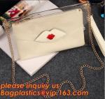 Button Closure PVC Clutch Bag For Women Handbag Snap Sleeve Cosmetic Makeup Bag,