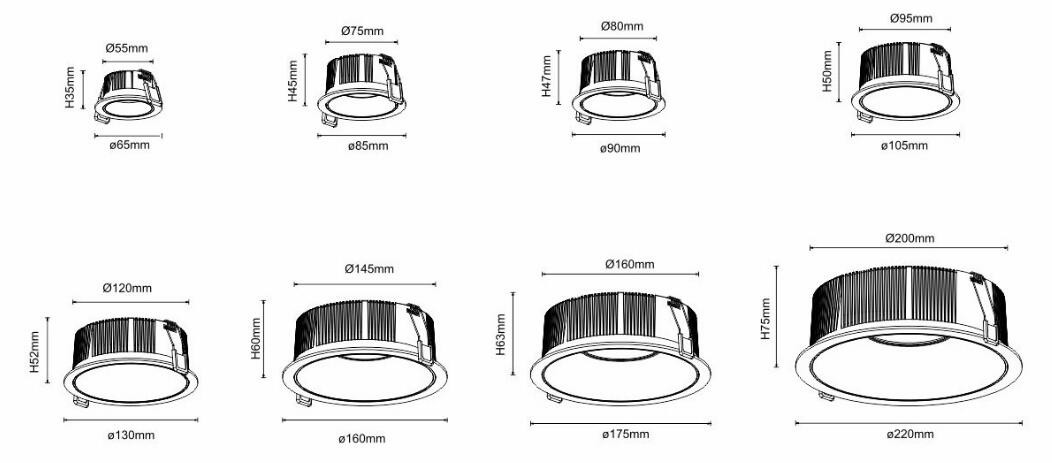 2 inch wall washer recessed downlight hotel spot light 120 degree 5Watt spotlights adjustable led recessed downlight