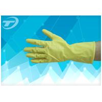 Buy cheap 100% Natural Latex Household Gloves With Dipped Flocklined Washing Rubber Gloves product