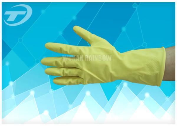 Buy cheap 100% Natural Latex Household Gloves With Dipped Flocklined Washing Rubber Gloves from wholesalers