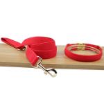 Custom Printed Logo Dog Collar Leash Set 4 Size Luxury Padded Decorative Velvet