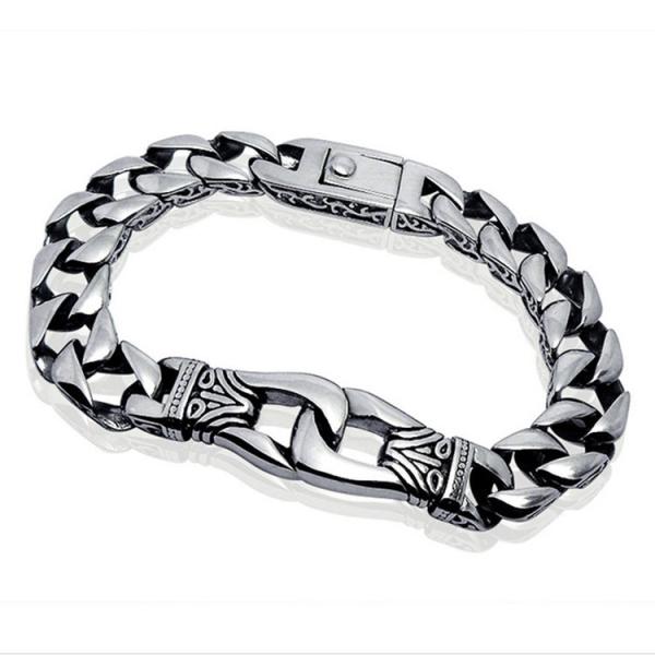 Buy cheap Antique Men's Titanium Stainless Steel Curb Link Chain Buckle Bracelet 8.5 Inches (JCE204) from wholesalers