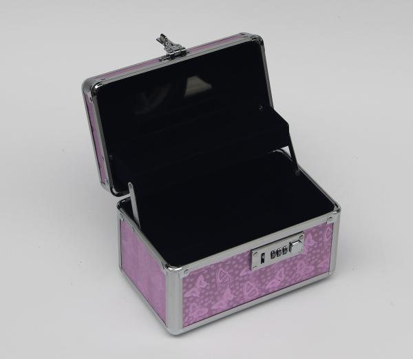 Buy cheap Small Aluminum Beauty Nail Case Pink ABS Cosmetic Box With Mirror from wholesalers