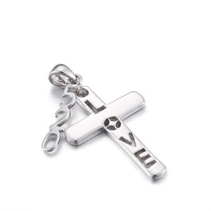Buy cheap 2.89g Sterling Silver CZ Cross Pendant OEM Love Letter Pendant Necklace from wholesalers
