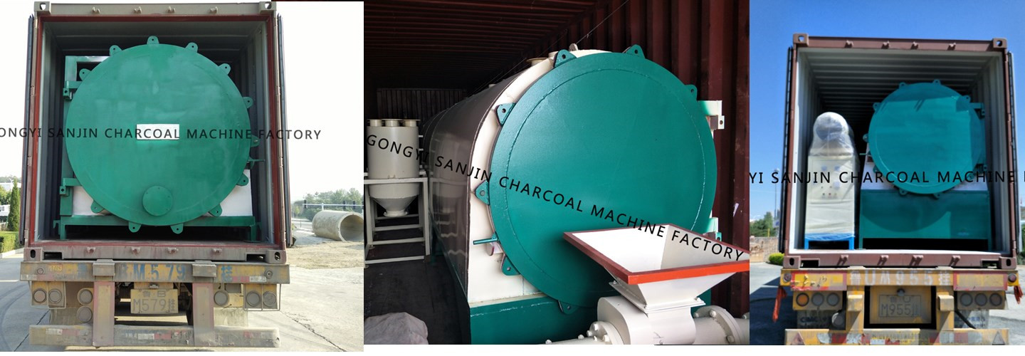 Horizontal wood sawdust charcoal carbonization furnace biochar machine