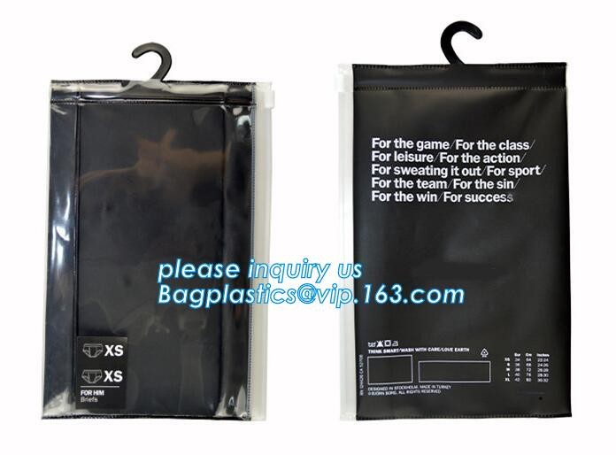 Printed PE Hanger Hook Zipper Bag For Women's Underwear,hanger hook plastic bag with low price,waterproof pvc swimwear b