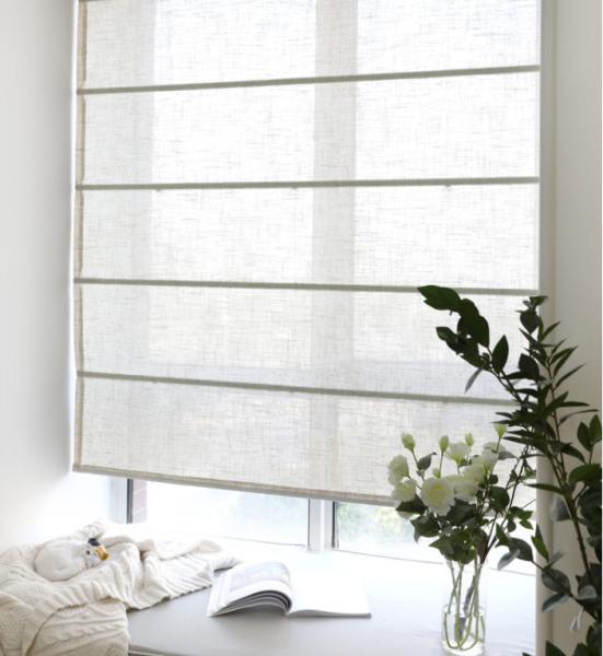 Europe Japan new China style white Plain linen curtain Roman blind for bedroom