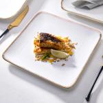 Golden Rim Round Porcelain Dinnerware Sets Savall HoReCa OEM ODM Available