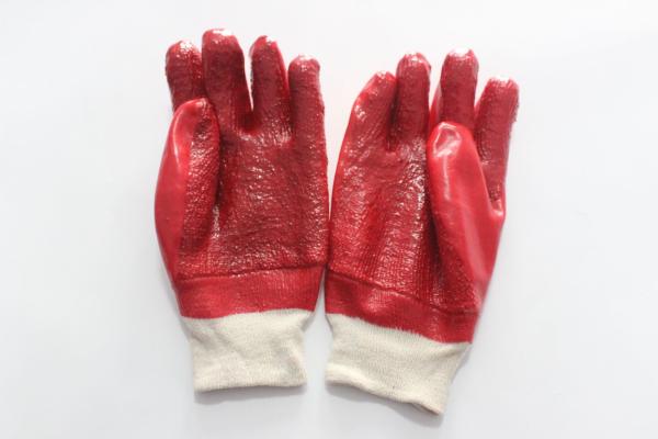 Buy cheap Knitted Wrist PVC Coated Gloves Alkali Resistant Red PVC Coated Work Gloves from wholesalers