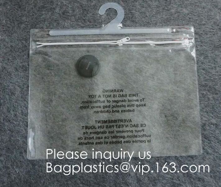 Transparent PVC hanger hook plastic bags for clothes packing,Better Protect and store CD's, books, magazines, papers and