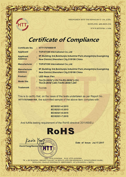 China Shenzhen Vasten lighting Co.,ltd certification